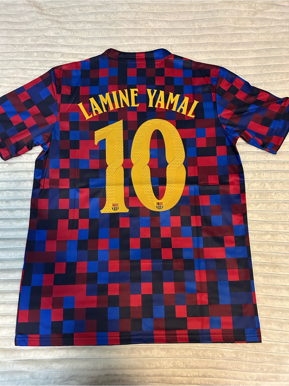 Lamine Yamal FC Barcelona 2026 Red & Blue Checkered Soccer Jersey by Nike